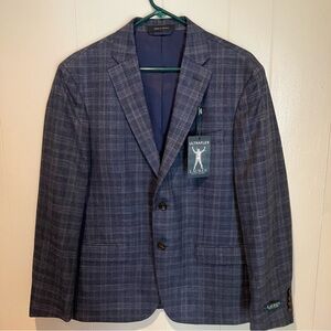 Lauren Ralph Lauren Navy/Grey Checkered Blazer Lane Ultraflex NWT 42 short